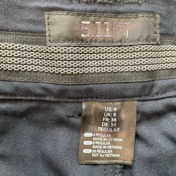 5.11 Tactical Women Cargo Pants Size 4R Navy Black Utility Workwear 30.5” Inseam - Picture 3 of 9